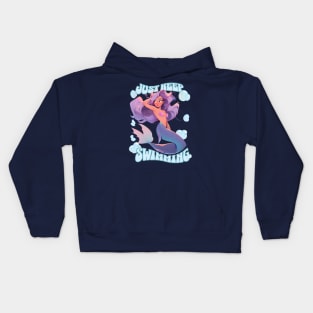 Just keep swimming cute purple hair mermaid Kids Hoodie